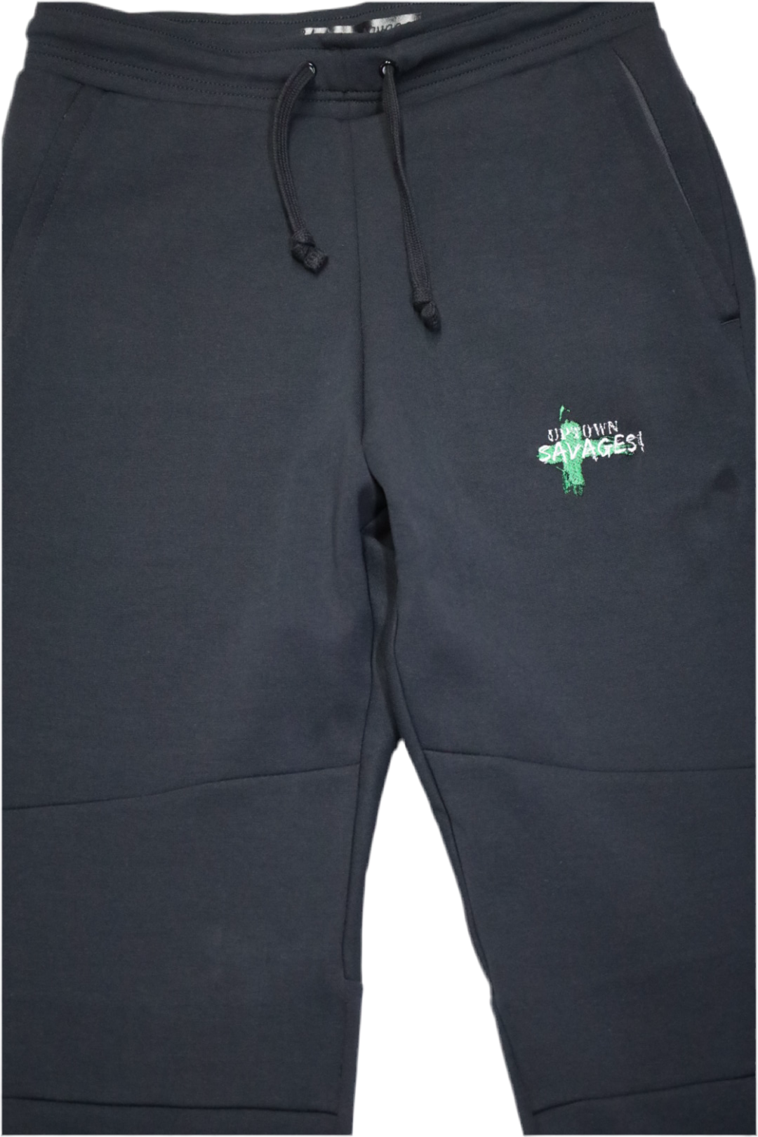 Mens green/white logo black fleece suit