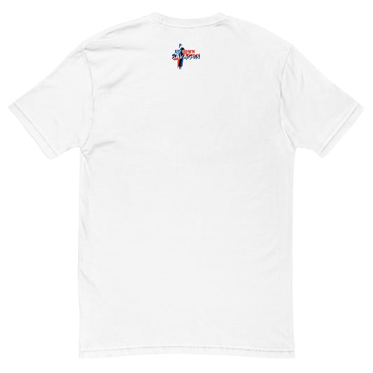 uptown savages Red white an blue logo Dominican flag on white