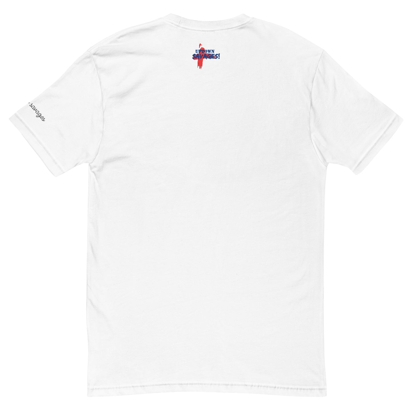 uptown savages red & blue logo on white
