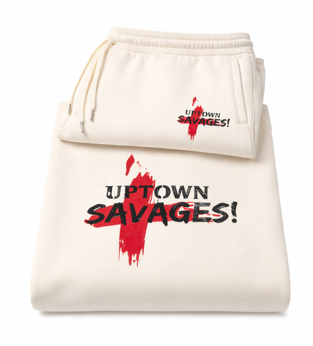 Uptown Savages logo cream suit