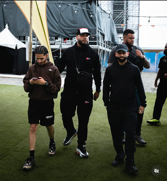 Men’s red/white logo black fleece suit