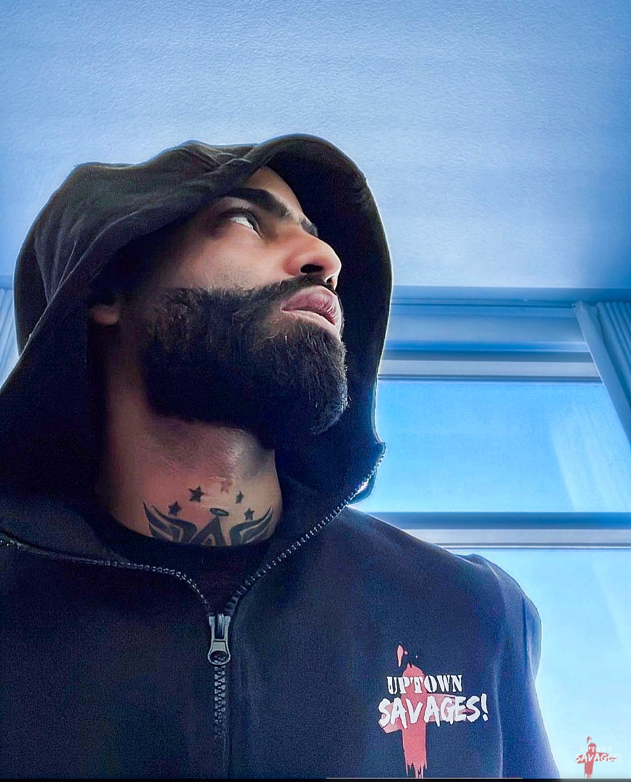 Men’s red/white logo black fleece zip hoodie