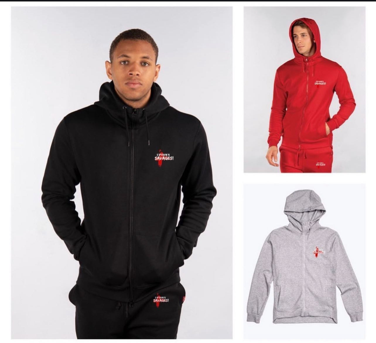 Men’s red/white logo black fleece suit