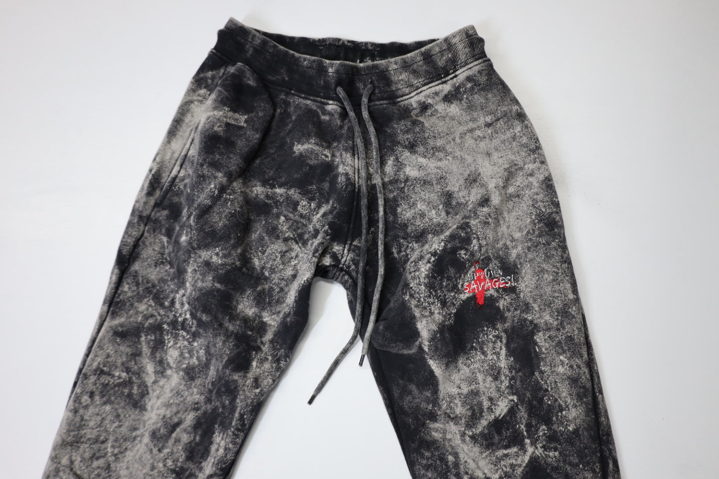 Washed black white uptown savages logo suit