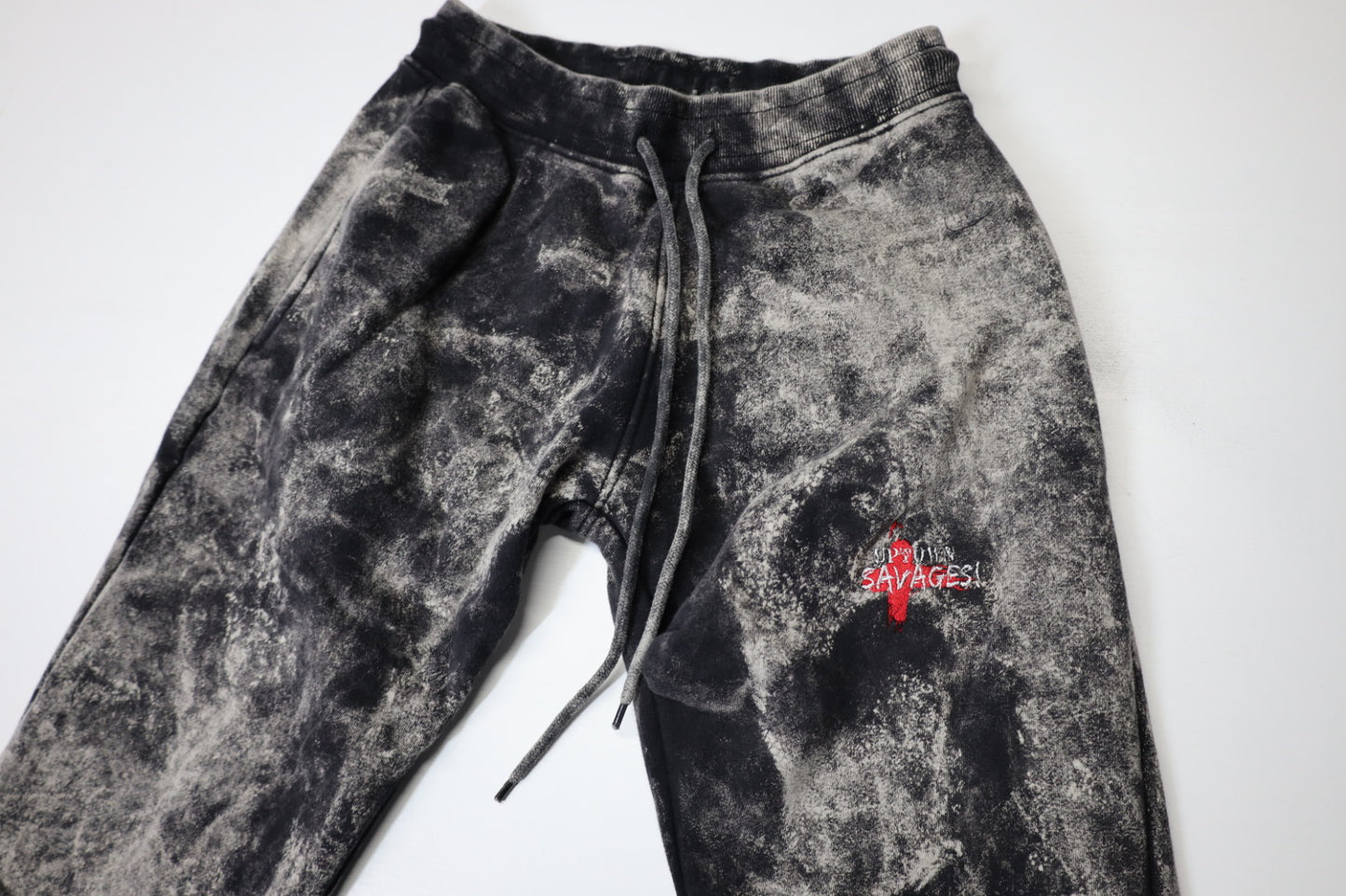 Washed black white uptown savages logo suit