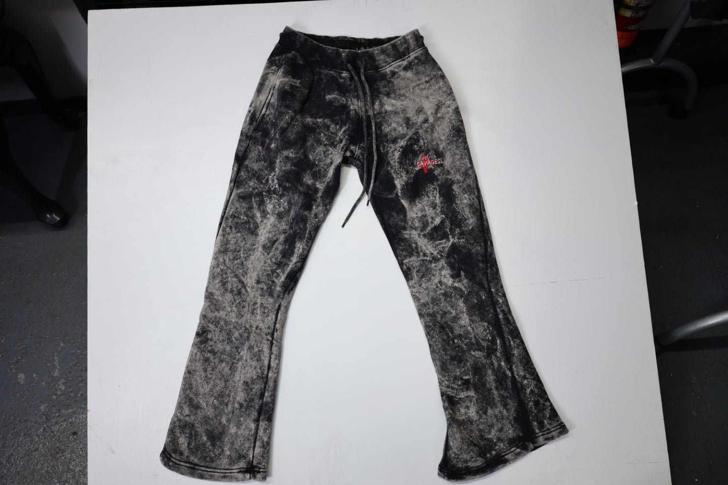 Washed black white uptown savages logo suit