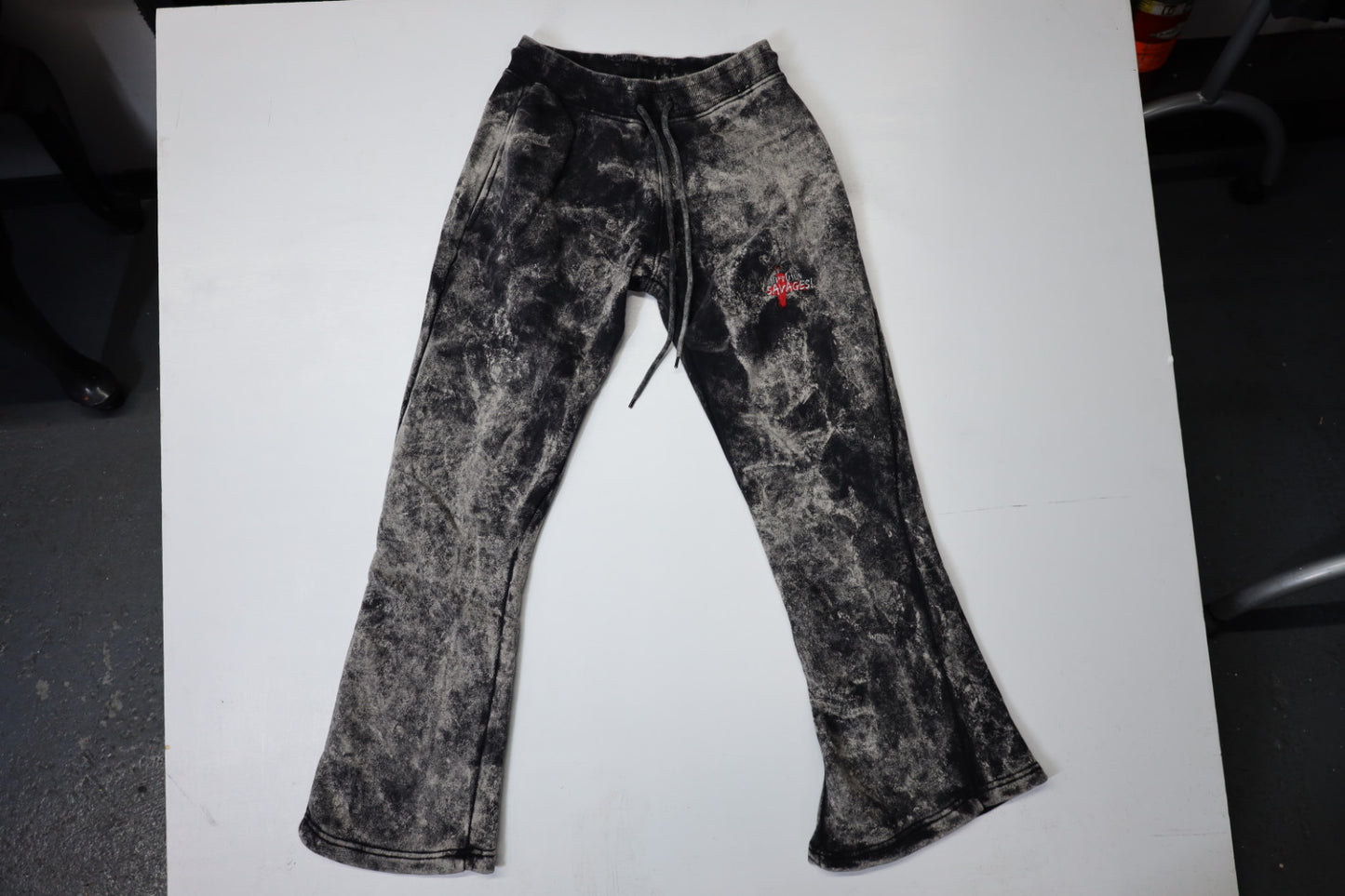 Washed black white uptown savages logo suit