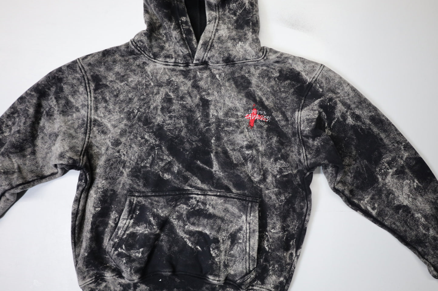 Washed black white uptown savages logo suit