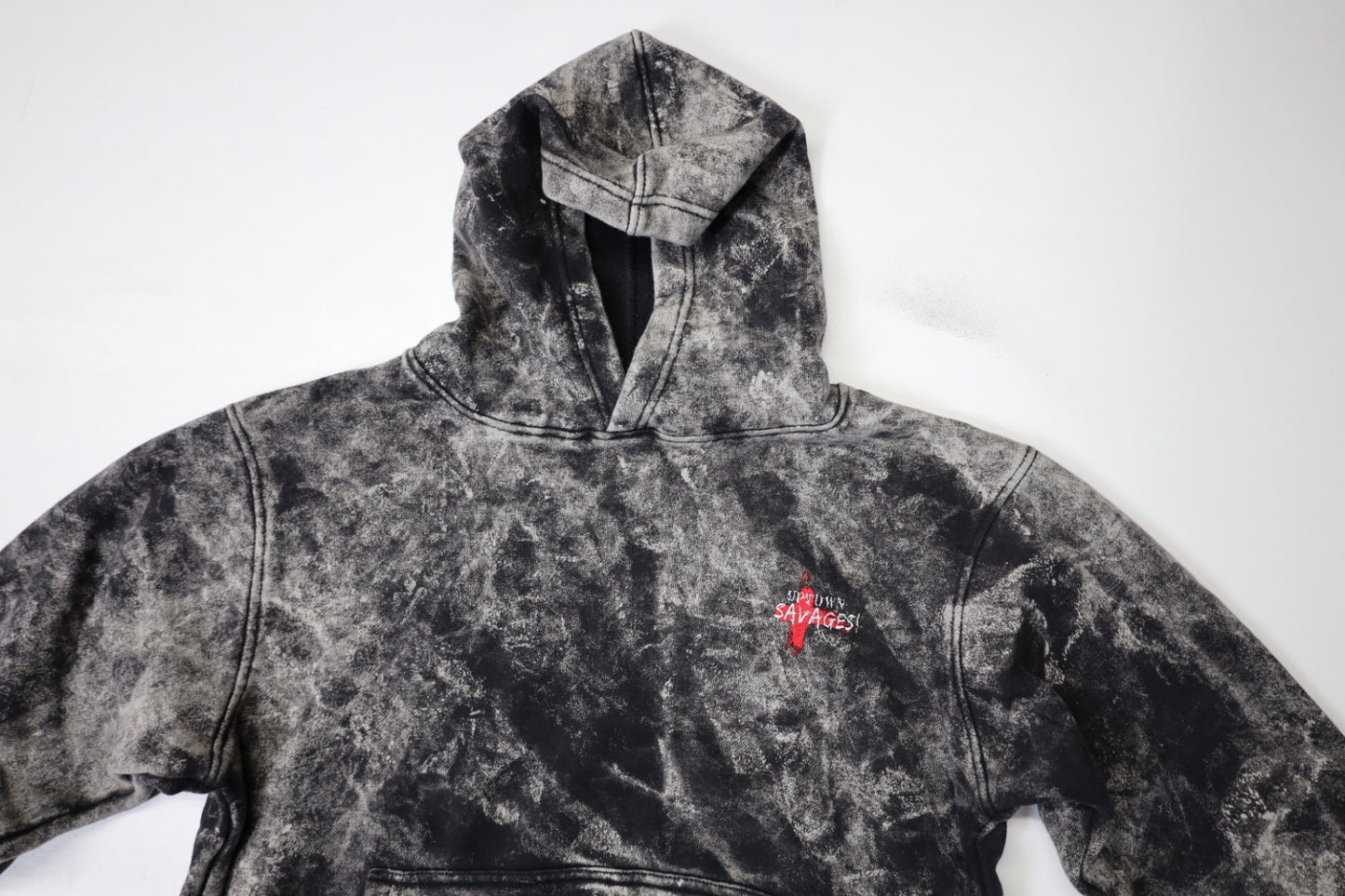 Washed black white uptown savages logo suit