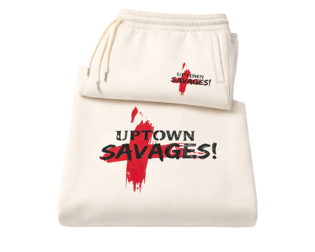 Uptown Savages logo cream suit