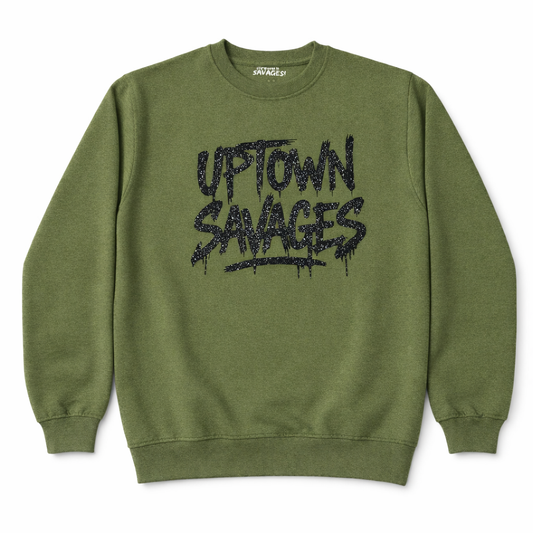 UPTOWN SAVAGES graffiti Blk glitter