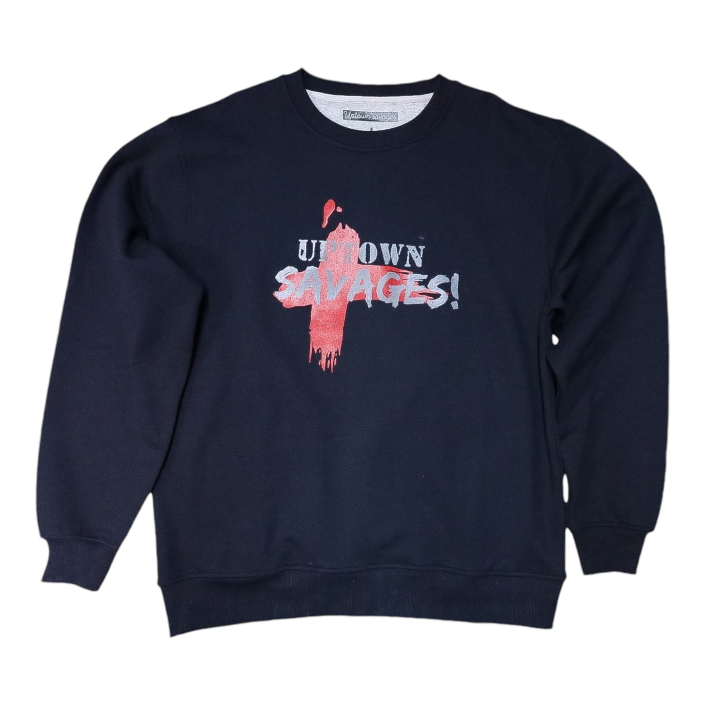 Grey an red Logo fleece crew neck