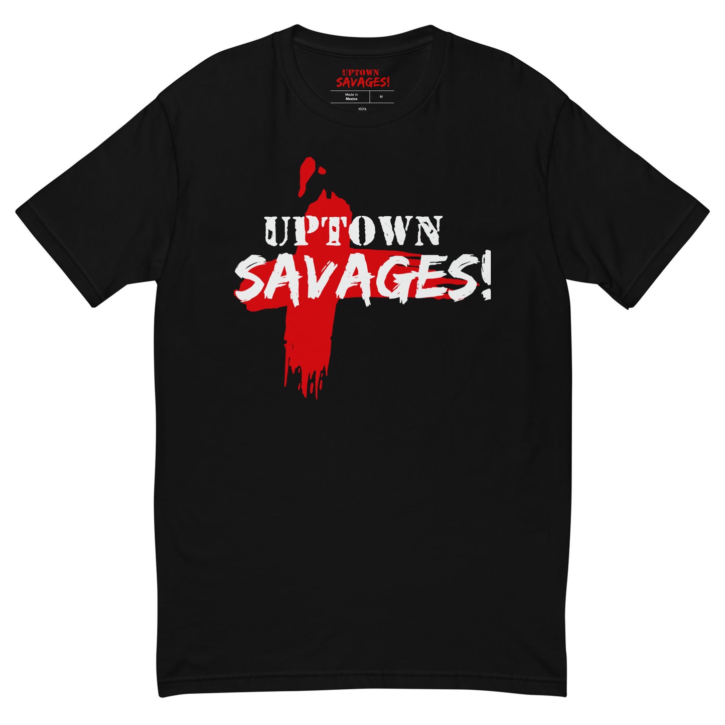 uptown savages Red an white logo on black