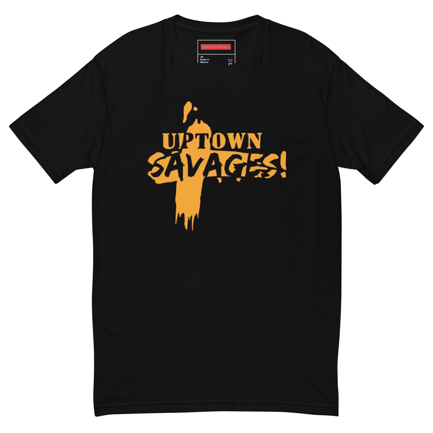 Uptown savages orange transfer logo on black