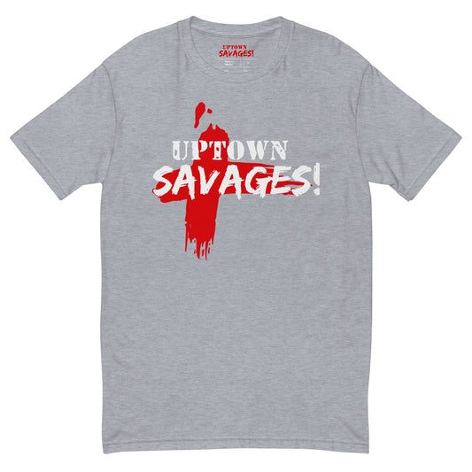 uptown savages Red an white logo on gray