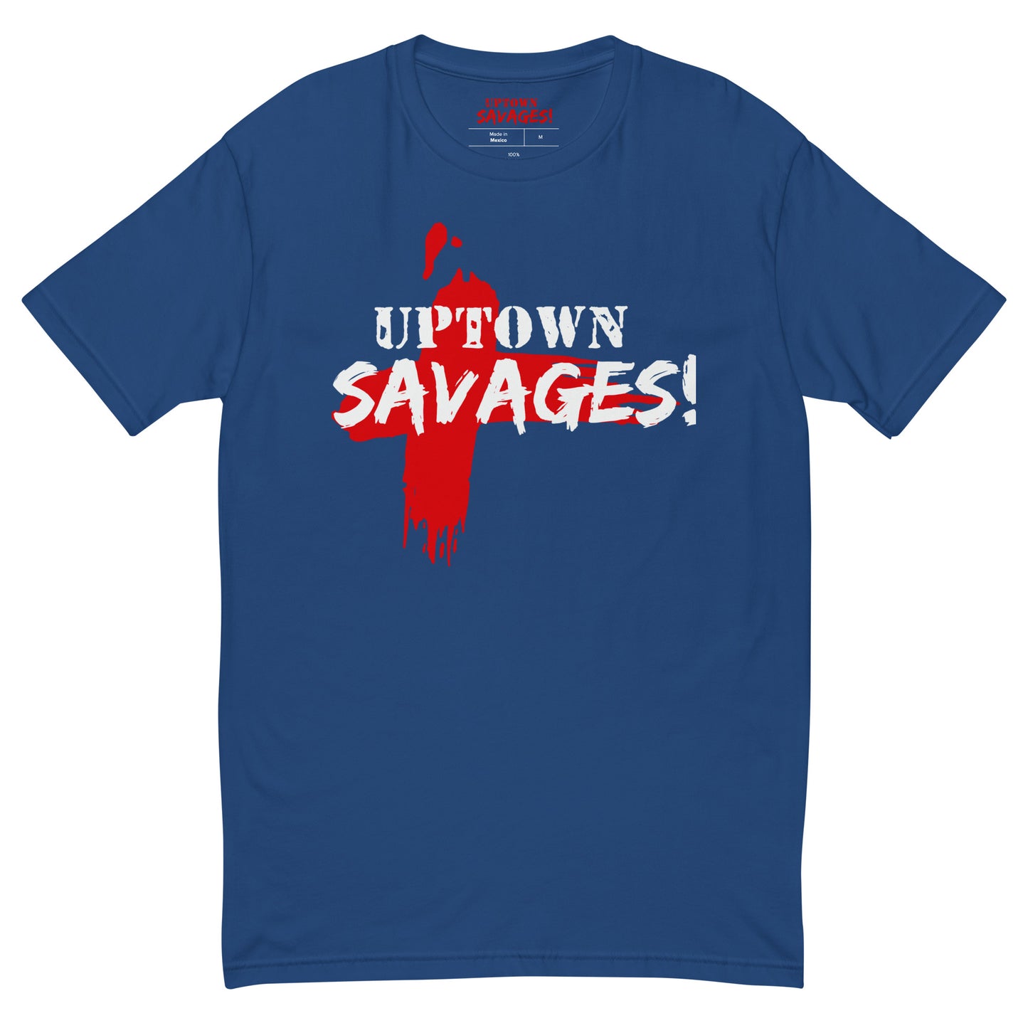 uptown savages red & white logo on royal blue