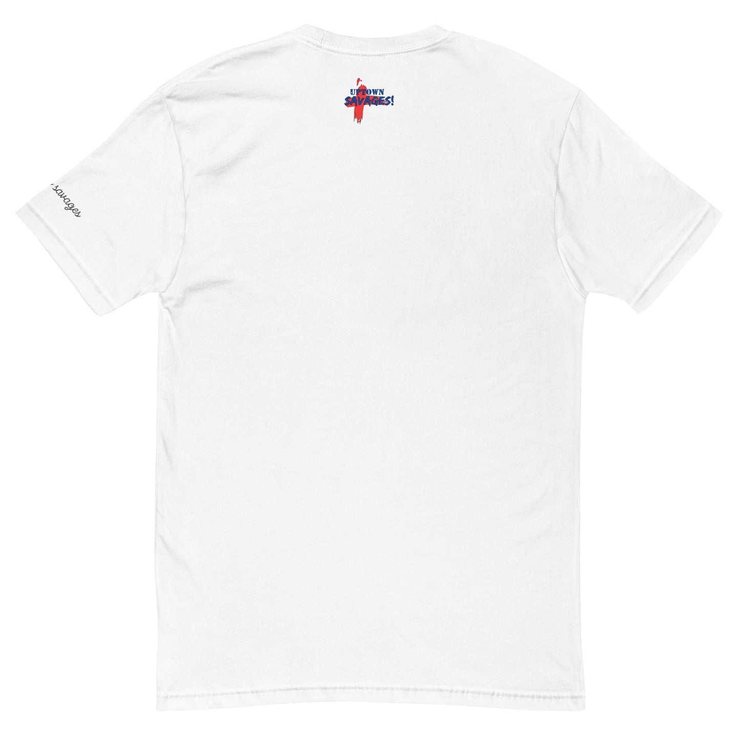 uptown savages red & blue logo on white