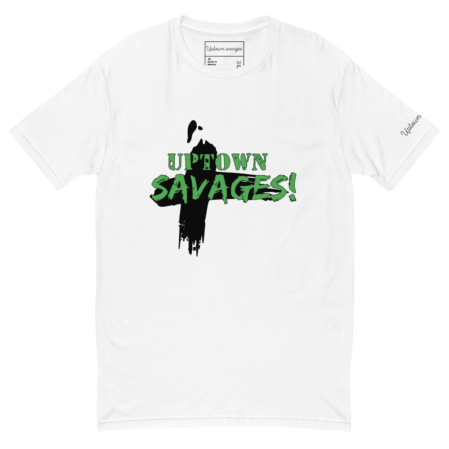 uptown savages black & green logo on white