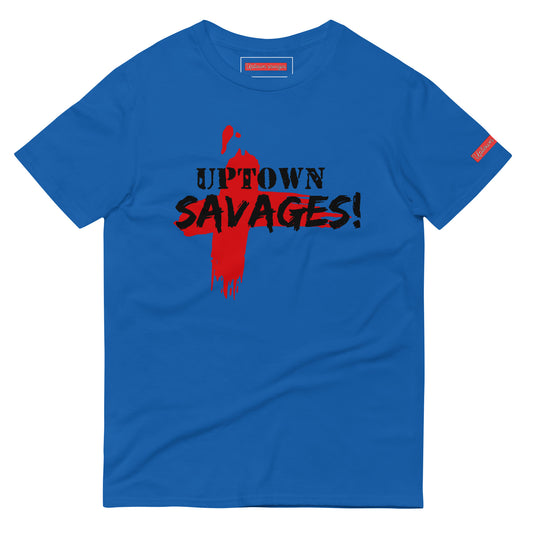 uptown savages red & black logo on royal blue