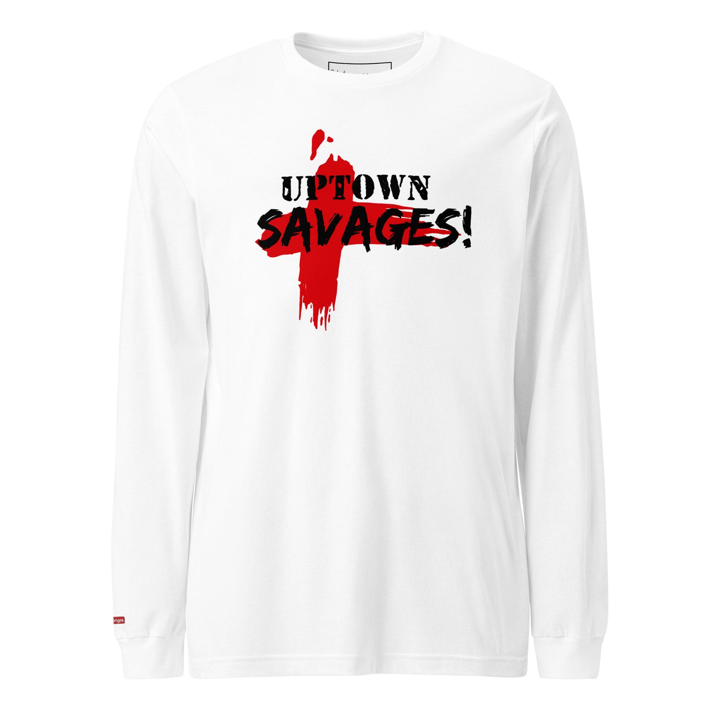 red an black uptown savages logo on white