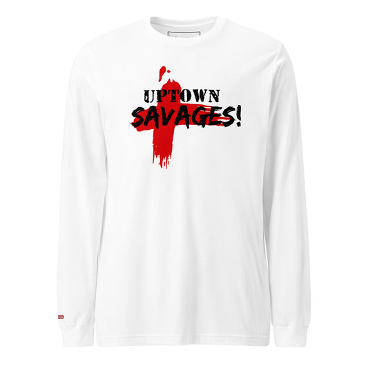 red an black uptown savages logo on white